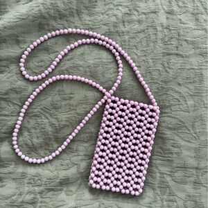 Pink Beaded Crossbody Bag
